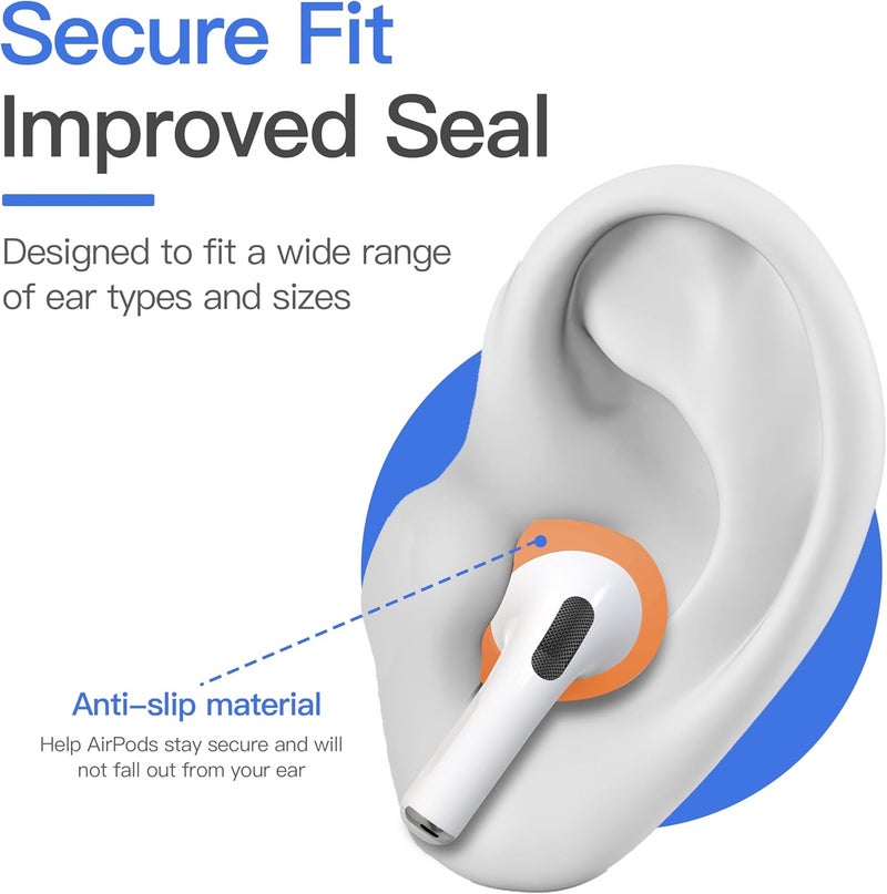 DamonLight [Fit in Case] 3 Pairs Cover for AirPods Pro 3 Anti Scratches Add Grip Sport Ear Tips [US Patent Registered] Compatible with AirPods Pro 3rd Generation 2025 (Orange) - Image 5